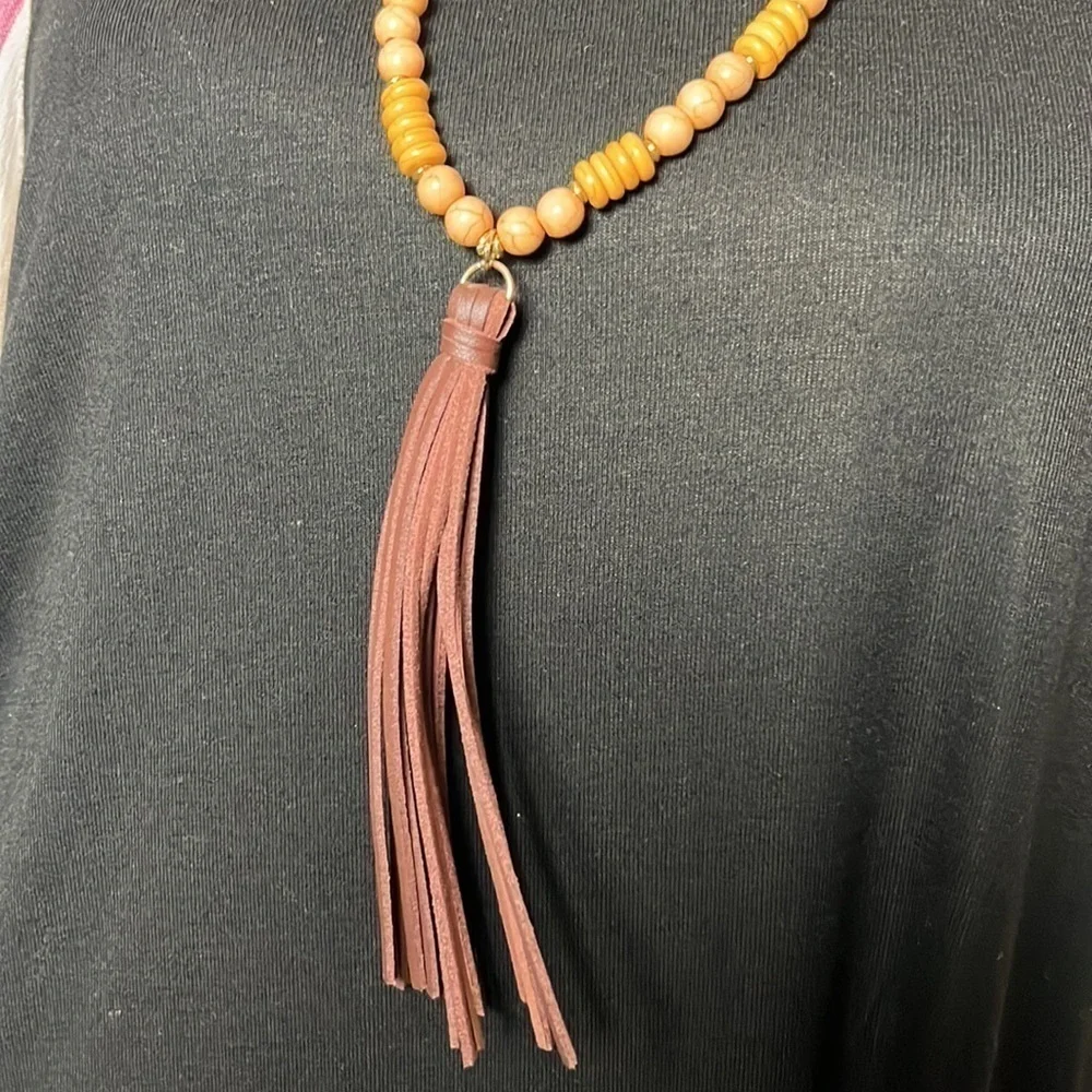 NET Boho shirt dress with pockets + necklace!
